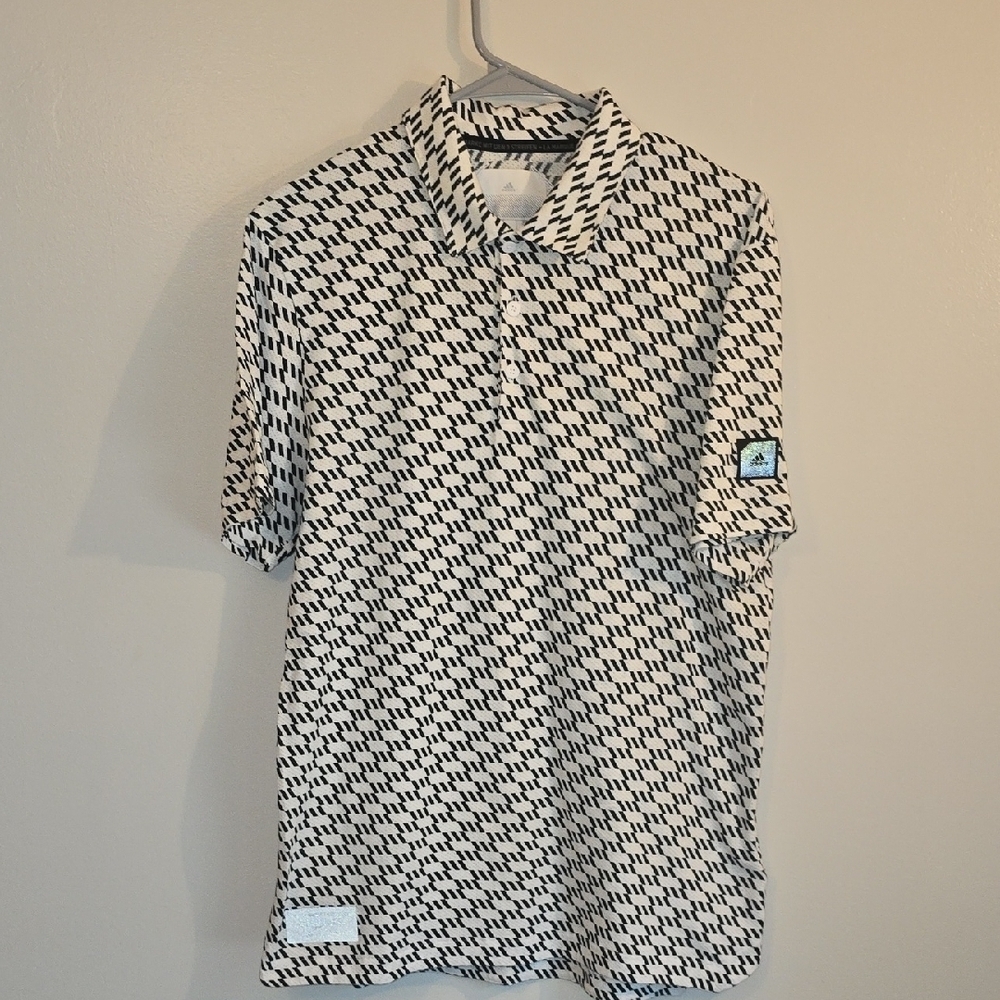 adidas Monochrome Patterned Polo Shirt LOT M